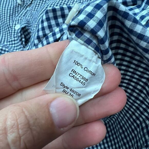 J.Crew Slim Fit Gingham Check Button Down Shirt Men’s L Blue White - Picture 5 of 6
